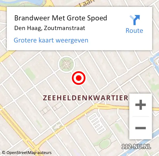 Locatie op kaart van de 112 melding: Brandweer Met Grote Spoed Naar Den Haag, Zoutmanstraat op 27 december 2023 14:51