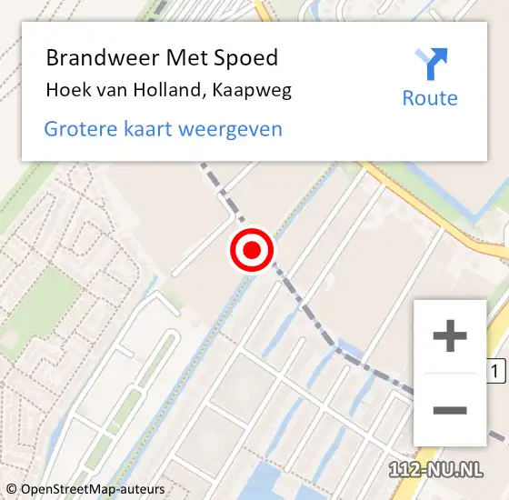 Locatie op kaart van de 112 melding: Brandweer Met Spoed Naar Hoek van Holland, Kaapweg op 27 december 2023 14:53