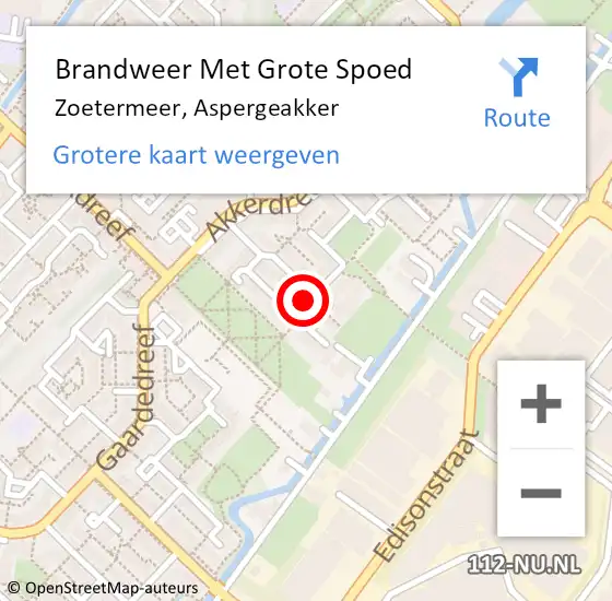 Locatie op kaart van de 112 melding: Brandweer Met Grote Spoed Naar Zoetermeer, Aspergeakker op 27 december 2023 14:54