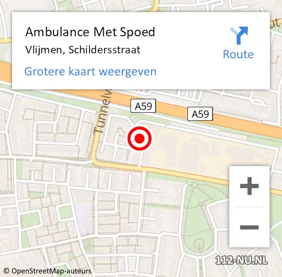 Locatie op kaart van de 112 melding: Ambulance Met Spoed Naar Vlijmen, Schildersstraat op 19 september 2014 21:57