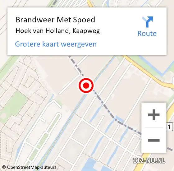 Locatie op kaart van de 112 melding: Brandweer Met Spoed Naar Hoek van Holland, Kaapweg op 27 december 2023 15:09