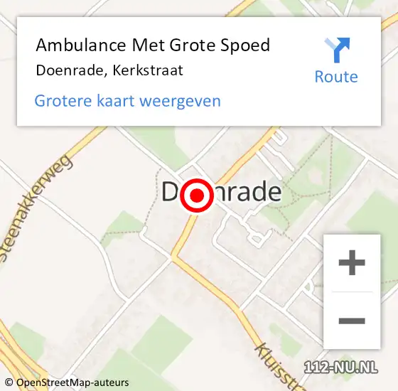 Locatie op kaart van de 112 melding: Ambulance Met Grote Spoed Naar Doenrade, Kerkstraat op 19 september 2014 22:06