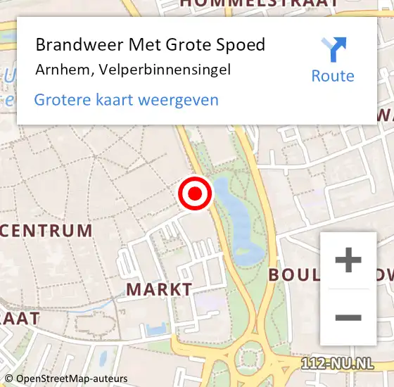 Locatie op kaart van de 112 melding: Brandweer Met Grote Spoed Naar Arnhem, Velperbinnensingel op 27 december 2023 15:50