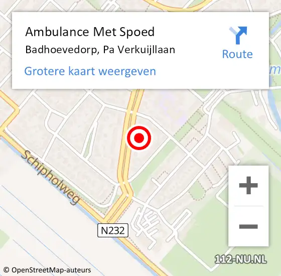 Locatie op kaart van de 112 melding: Ambulance Met Spoed Naar Badhoevedorp, Pa Verkuijllaan op 27 december 2023 15:58