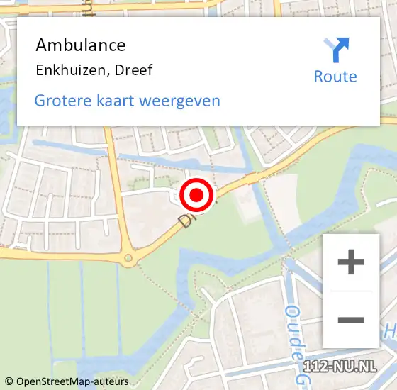 Locatie op kaart van de 112 melding: Ambulance Enkhuizen, Dreef op 27 december 2023 16:21