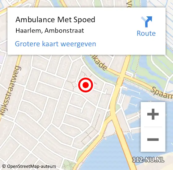 Locatie op kaart van de 112 melding: Ambulance Met Spoed Naar Haarlem, Ambonstraat op 27 december 2023 16:22