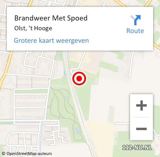 Locatie op kaart van de 112 melding: Brandweer Met Spoed Naar Olst, 't Hooge op 27 december 2023 16:41