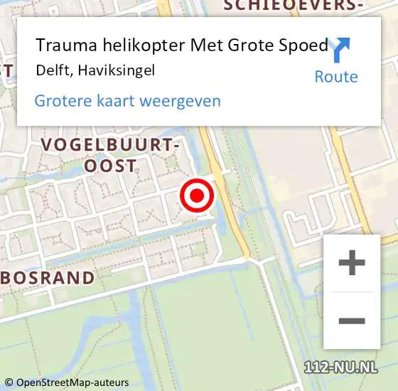 Locatie op kaart van de 112 melding: Trauma helikopter Met Grote Spoed Naar Delft, Haviksingel op 27 december 2023 16:49