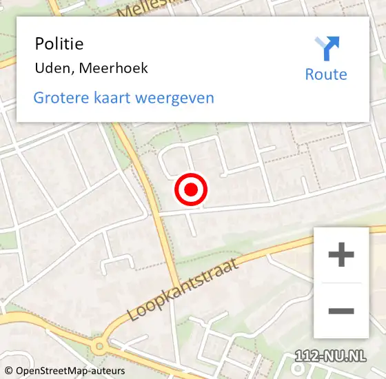 Locatie op kaart van de 112 melding: Politie Uden, Meerhoek op 27 december 2023 17:07