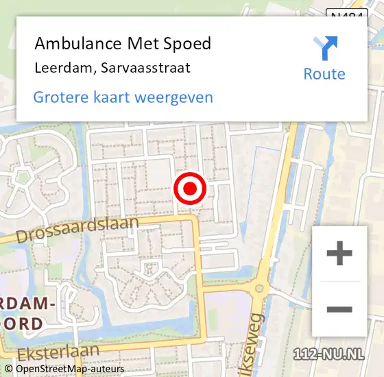 Locatie op kaart van de 112 melding: Ambulance Met Spoed Naar Leerdam, Sarvaasstraat op 27 december 2023 17:22