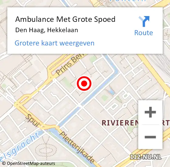 Locatie op kaart van de 112 melding: Ambulance Met Grote Spoed Naar Den Haag, Hekkelaan op 27 december 2023 17:23