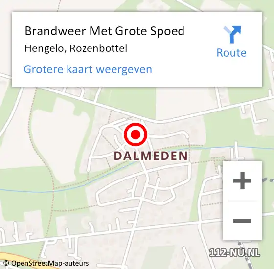 Locatie op kaart van de 112 melding: Brandweer Met Grote Spoed Naar Hengelo, Rozenbottel op 27 december 2023 17:26