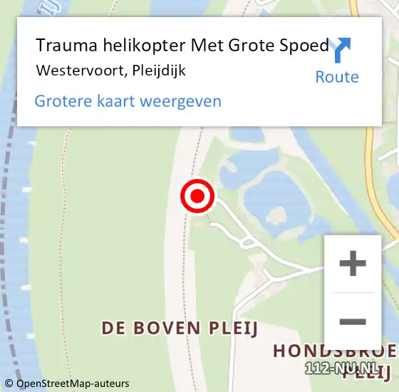 Locatie op kaart van de 112 melding: Trauma helikopter Met Grote Spoed Naar Westervoort, Pleijdijk op 27 december 2023 17:27