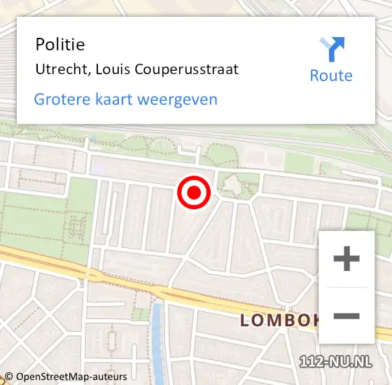 Locatie op kaart van de 112 melding: Politie Utrecht, Louis Couperusstraat op 27 december 2023 17:31