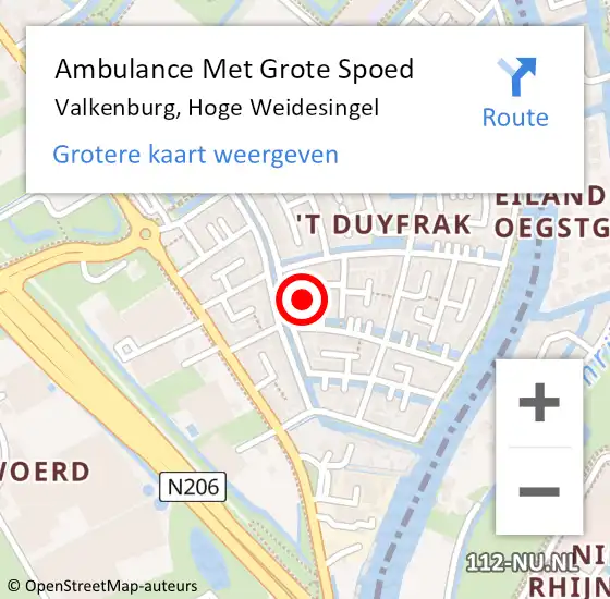 Locatie op kaart van de 112 melding: Ambulance Met Grote Spoed Naar Valkenburg, Hoge Weidesingel op 27 december 2023 17:36
