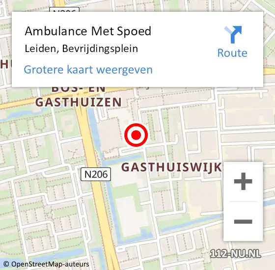 Locatie op kaart van de 112 melding: Ambulance Met Spoed Naar Leiden, Bevrijdingsplein op 27 december 2023 17:36