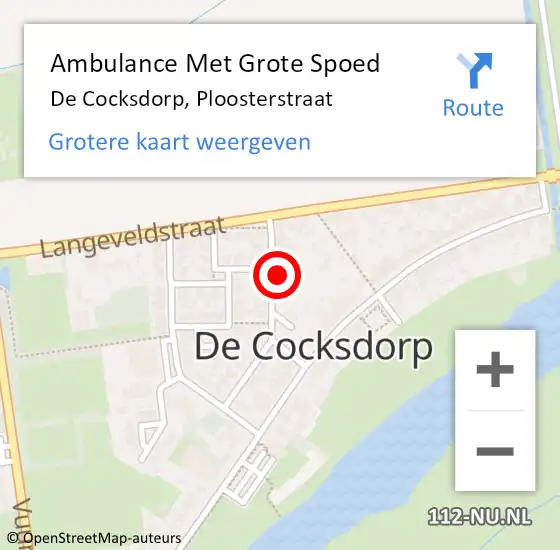 Locatie op kaart van de 112 melding: Ambulance Met Grote Spoed Naar De Cocksdorp, Ploosterstraat op 27 december 2023 17:44