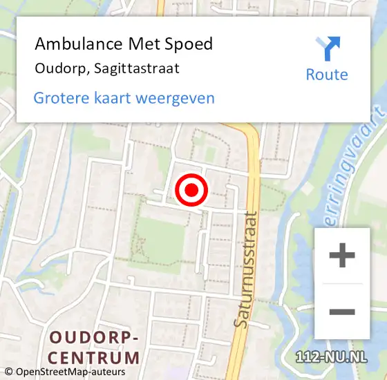 Locatie op kaart van de 112 melding: Ambulance Met Spoed Naar Oudorp, Sagittastraat op 27 december 2023 18:08