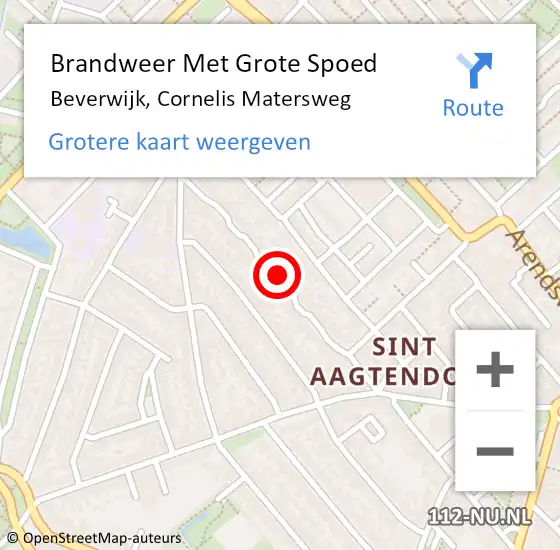 Locatie op kaart van de 112 melding: Brandweer Met Grote Spoed Naar Beverwijk, Cornelis Matersweg op 27 december 2023 18:08