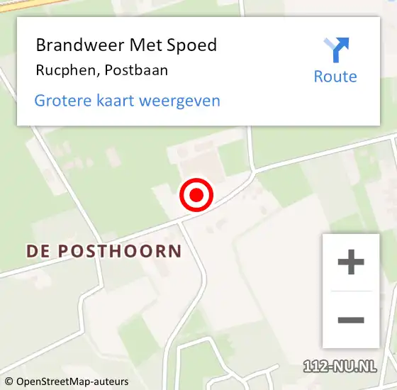 Locatie op kaart van de 112 melding: Brandweer Met Spoed Naar Rucphen, Postbaan op 27 december 2023 18:47