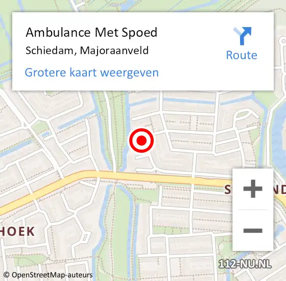 Locatie op kaart van de 112 melding: Ambulance Met Spoed Naar Schiedam, Majoraanveld op 27 december 2023 19:02