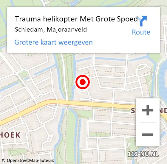 Locatie op kaart van de 112 melding: Trauma helikopter Met Grote Spoed Naar Schiedam, Majoraanveld op 27 december 2023 19:05