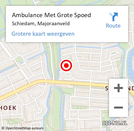 Locatie op kaart van de 112 melding: Ambulance Met Grote Spoed Naar Schiedam, Majoraanveld op 27 december 2023 19:07