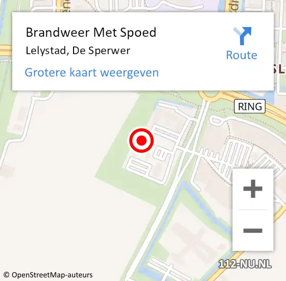 Locatie op kaart van de 112 melding: Brandweer Met Spoed Naar Lelystad, De Sperwer op 27 december 2023 19:41