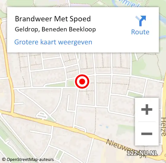 Locatie op kaart van de 112 melding: Brandweer Met Spoed Naar Geldrop, Beneden Beekloop op 27 december 2023 19:46