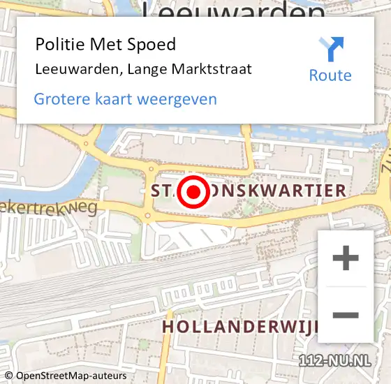 Locatie op kaart van de 112 melding: Politie Met Spoed Naar Leeuwarden, Lange Marktstraat op 27 december 2023 19:49