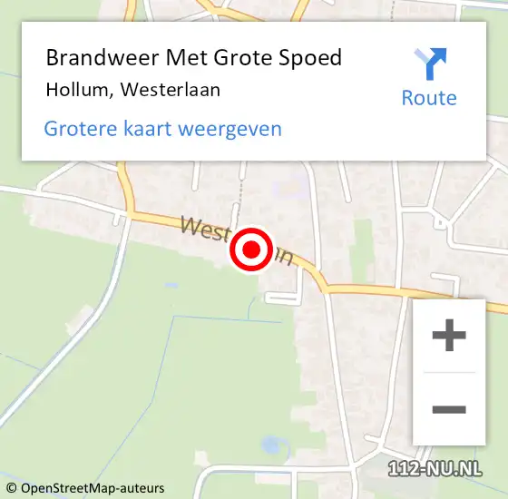 Locatie op kaart van de 112 melding: Brandweer Met Grote Spoed Naar Hollum, Westerlaan op 27 december 2023 19:51