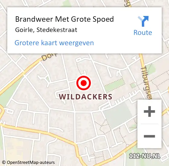 Locatie op kaart van de 112 melding: Brandweer Met Grote Spoed Naar Goirle, Stedekestraat op 27 december 2023 19:52