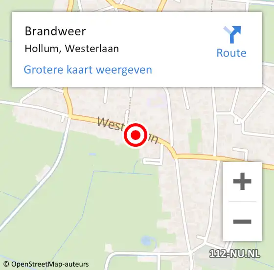 Locatie op kaart van de 112 melding: Brandweer Hollum, Westerlaan op 27 december 2023 19:52