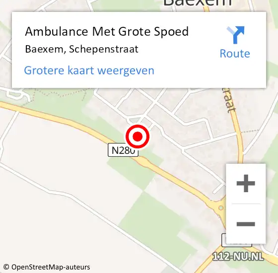 Locatie op kaart van de 112 melding: Ambulance Met Grote Spoed Naar Baexem, Schepenstraat op 27 december 2023 20:05