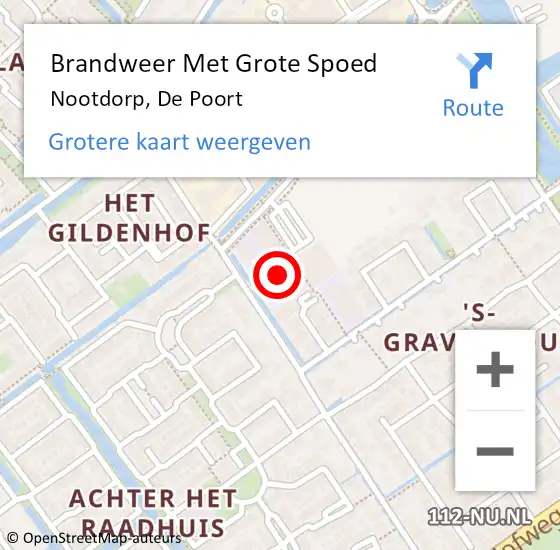 Locatie op kaart van de 112 melding: Brandweer Met Grote Spoed Naar Nootdorp, De Poort op 27 december 2023 20:22