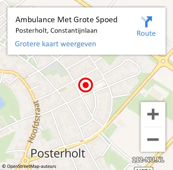 Locatie op kaart van de 112 melding: Ambulance Met Grote Spoed Naar Posterholt, Constantijnlaan op 27 december 2023 21:03