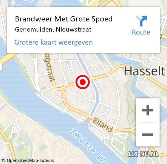 Locatie op kaart van de 112 melding: Brandweer Met Grote Spoed Naar Genemuiden, Nieuwstraat op 27 december 2023 21:09