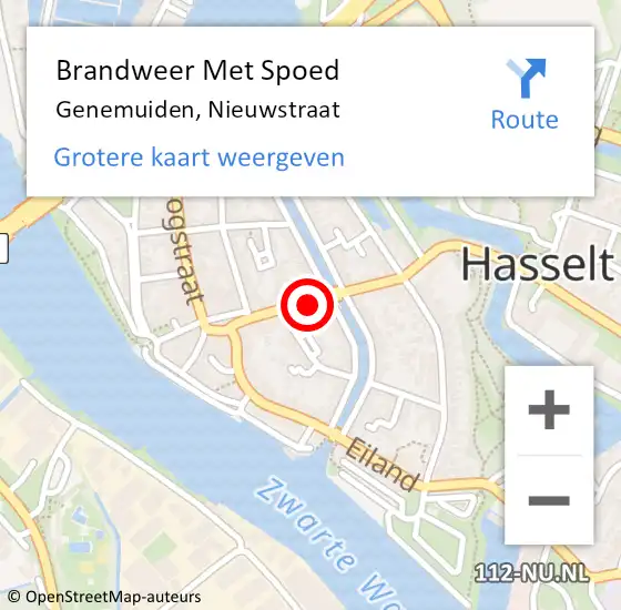 Locatie op kaart van de 112 melding: Brandweer Met Spoed Naar Genemuiden, Nieuwstraat op 27 december 2023 21:11