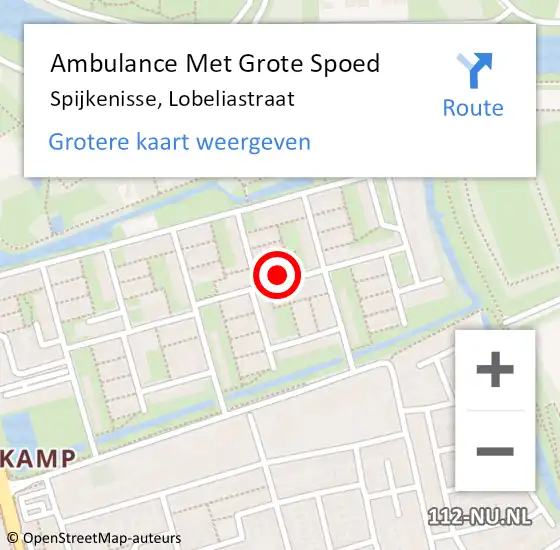 Locatie op kaart van de 112 melding: Ambulance Met Grote Spoed Naar Spijkenisse, Lobeliastraat op 27 december 2023 21:17