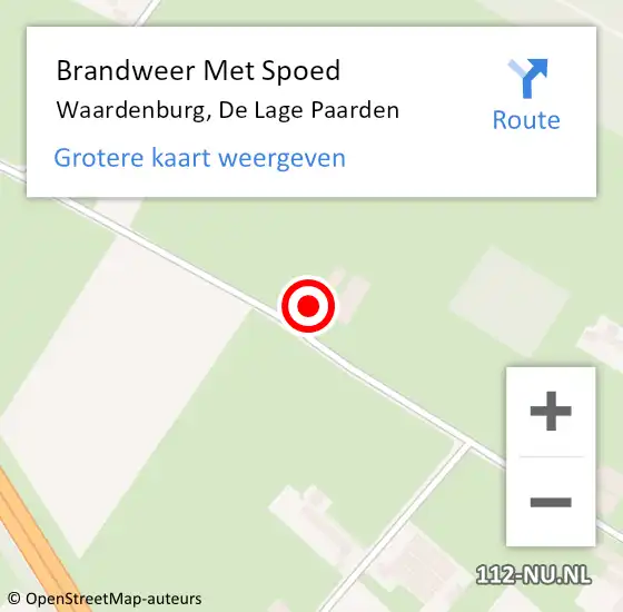 Locatie op kaart van de 112 melding: Brandweer Met Spoed Naar Waardenburg, De Lage Paarden op 27 december 2023 21:25