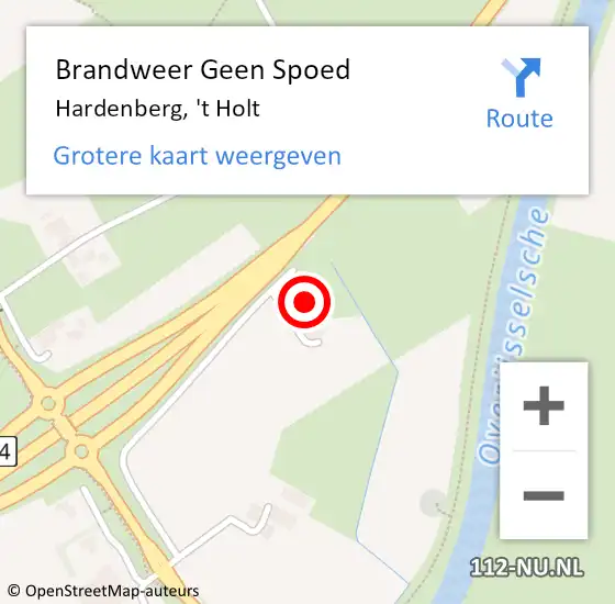 Locatie op kaart van de 112 melding: Brandweer Geen Spoed Naar Hardenberg, 't Holt op 27 december 2023 21:55