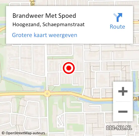 Locatie op kaart van de 112 melding: Brandweer Met Spoed Naar Hoogezand, Schaepmanstraat op 27 december 2023 22:23