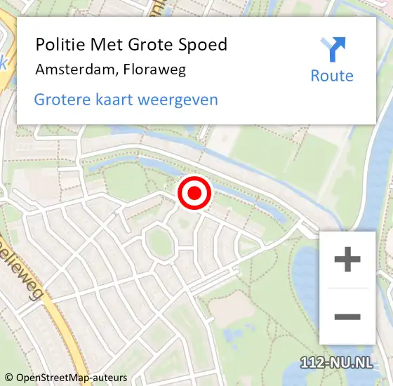 Locatie op kaart van de 112 melding: Politie Met Grote Spoed Naar Amsterdam, Floraweg op 27 december 2023 22:26