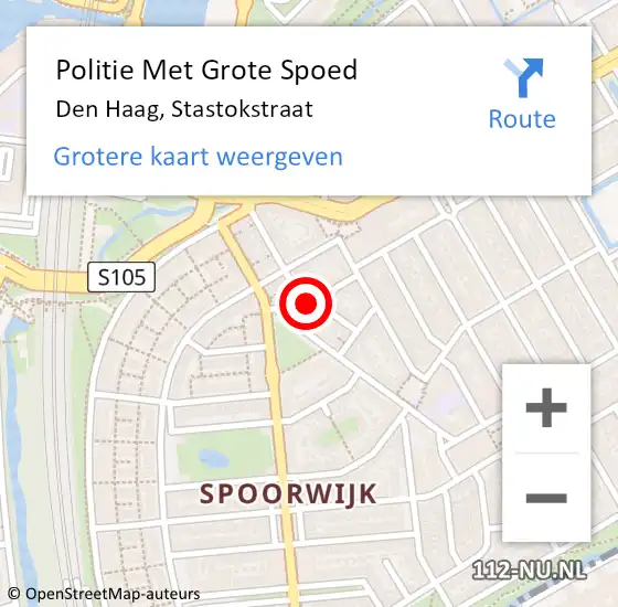 Locatie op kaart van de 112 melding: Politie Met Grote Spoed Naar Den Haag, Stastokstraat op 27 december 2023 22:36