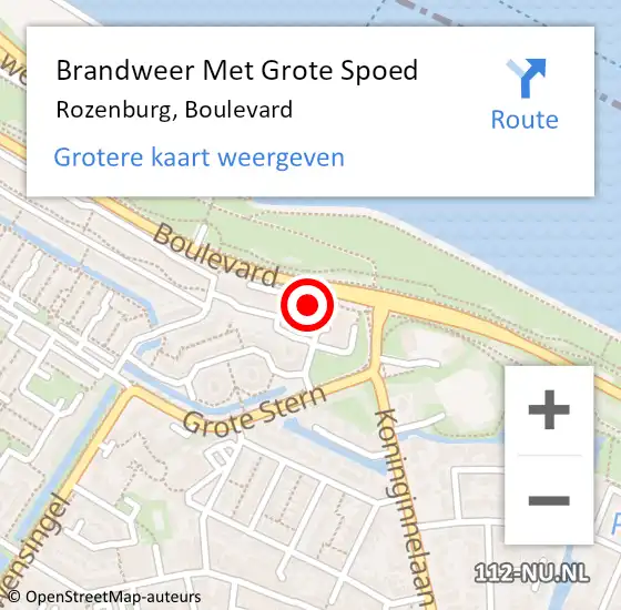 Locatie op kaart van de 112 melding: Brandweer Met Grote Spoed Naar Rozenburg, Boulevard op 27 december 2023 23:30