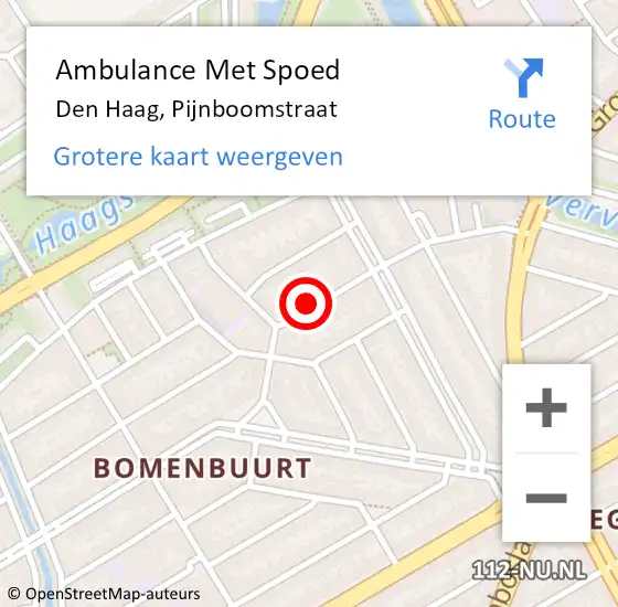 Locatie op kaart van de 112 melding: Ambulance Met Spoed Naar Den Haag, Pijnboomstraat op 27 december 2023 23:31