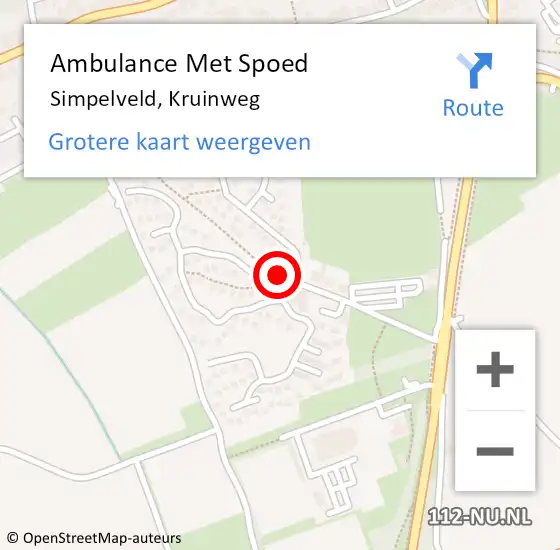 Locatie op kaart van de 112 melding: Ambulance Met Spoed Naar Simpelveld, Kruinweg op 19 september 2014 23:14