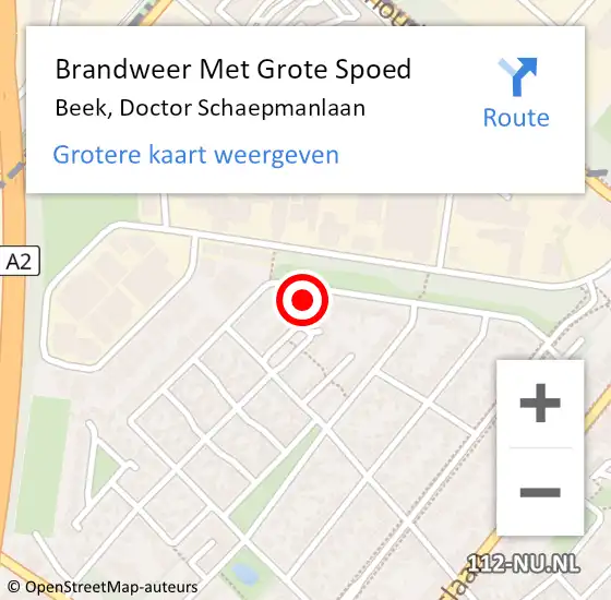 Locatie op kaart van de 112 melding: Brandweer Met Grote Spoed Naar Beek, Doctor Schaepmanlaan op 27 december 2023 23:35