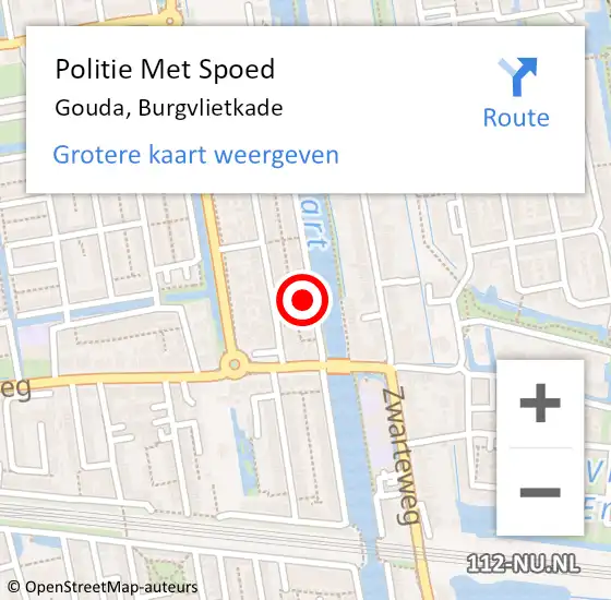 Locatie op kaart van de 112 melding: Politie Met Spoed Naar Gouda, Burgvlietkade op 28 december 2023 00:04