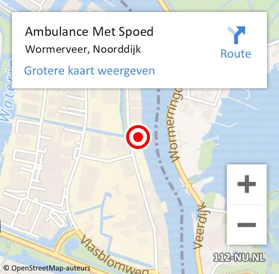 Locatie op kaart van de 112 melding: Ambulance Met Spoed Naar Wormerveer, Noorddijk op 28 december 2023 00:09